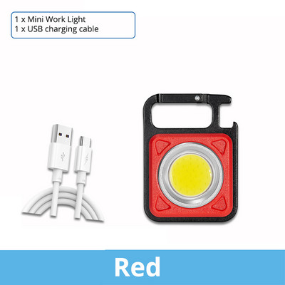 Mini LED darbinis žibintas nešiojamas kišeninis žibintuvėlis USB įkraunamas raktas šviesos žibintas stovyklavimas lauke žygiams COB žibintas