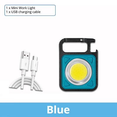 Mini LED darbinis žibintas nešiojamas kišeninis žibintuvėlis USB įkraunamas raktas šviesos žibintas stovyklavimas lauke žygiams COB žibintas