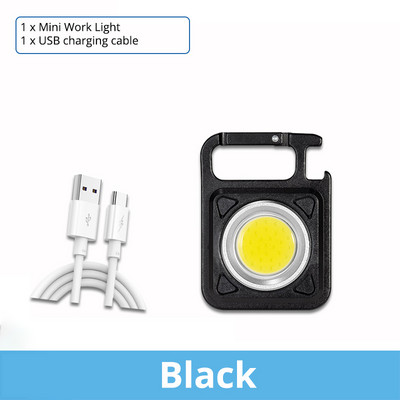 Mini LED darbinis žibintas nešiojamas kišeninis žibintuvėlis USB įkraunamas raktas šviesos žibintas stovyklavimas lauke žygiams COB žibintas