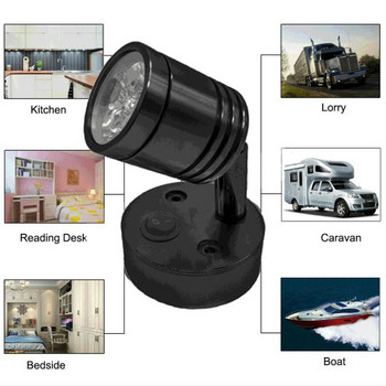 3W LED модерна стенна лампа Черна, сребърна, топла/бяла светлина, семеен хотел, нощно шкафче, RV, яхта, лампи за четене DC 12V 24V
