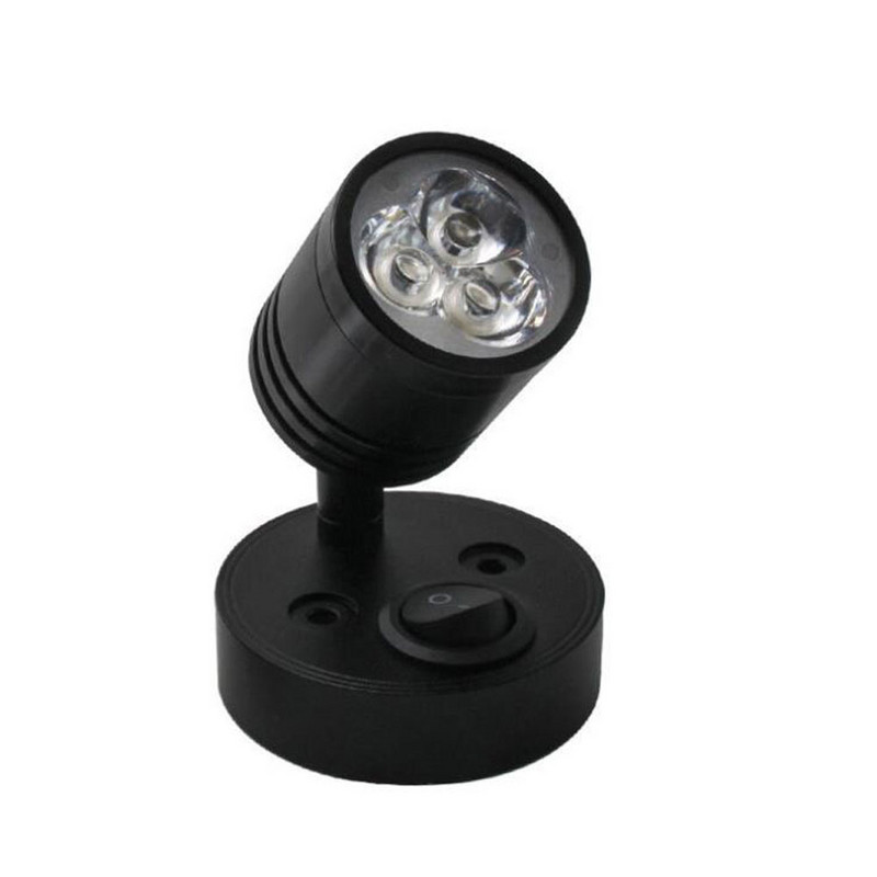 Aplică modernă LED 3W Negru Argintiu Lumină caldă/albă Hotel de familie Noptiera RV Yacht Lumini de lectură DC 12V 24V