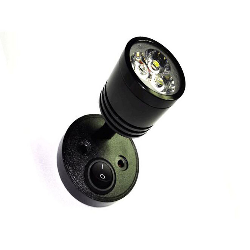 Aplică modernă LED 3W Negru Argintiu Lumină caldă/albă Hotel de familie Noptiera RV Yacht Lumini de lectură DC 12V 24V