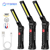 Lampă de lucru reîncărcabilă prin USB Lampă de lucru cu LED, 5 moduri, lanternă tactică COB magnetică, lanternă portabilă de lucru.