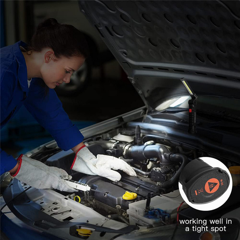 Lampă de lucru reîncărcabilă prin USB Lampă de lucru cu LED, 5 moduri, lanternă tactică COB magnetică, lanternă portabilă de lucru.