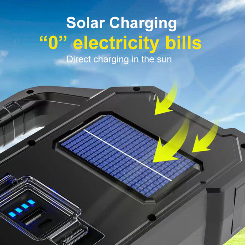 500W solárna COB kempingová lampa, nabíjateľná USB baterka, prenosná výkonná lampa, pracovný reflektor, projekčné lampy