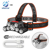 Far cu 7 LED-uri reîncărcabilă prin USB Far super luminos 4 moduri de iluminare cu suport de lampă reglabil pentru expediții