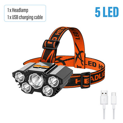 Far cu 7 LED-uri reîncărcabilă prin USB Far super luminos 4 moduri de iluminare cu suport de lampă reglabil pentru expediții