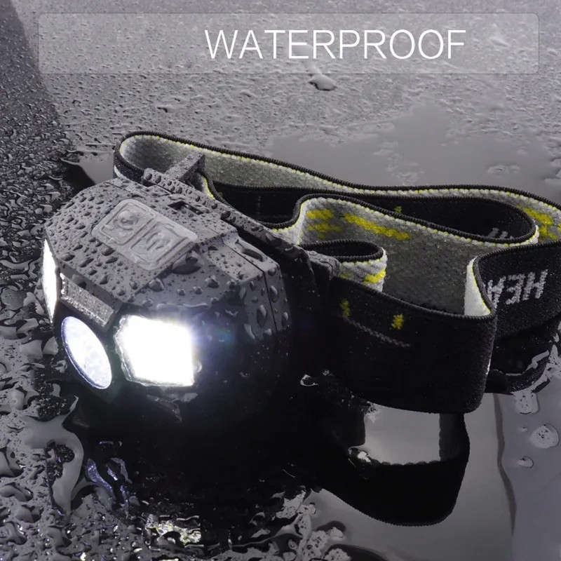 Lanterna frontală cu senzor de mișcare XPE+COB 5 moduri Lanternă pentru camping, reîncărcabilă prin USB, lampă frontală cu LED pentru alergare, far pentru pescuit