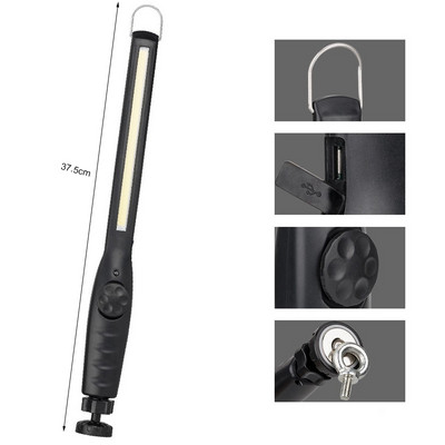 Proiector de urgență puternic din cob Torță de pescuit pliabilă 18650 Lampă de lucru USB Lampă de inspecție pentru garaj Manget Lanternă Campint de 10W