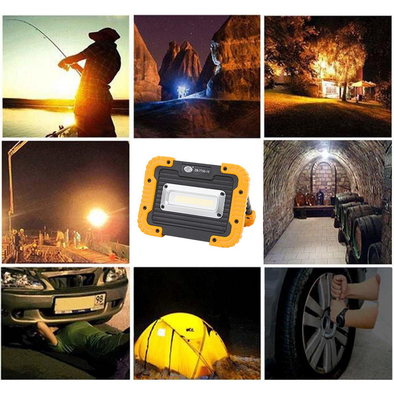 Prenosné COB reflektorové super jasné pracovné svetlo, nabíjateľné vonkajšie kempingové stanové svetlo, multifunkčné núdzové osvetlenie