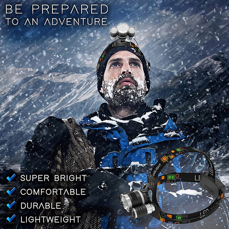 Faruri cu LED de mare putere 3 faruri LED xT6 rezistente la apa 4 moduri de iluminare Lampa de pescuit foloseste 2 baterii 18650