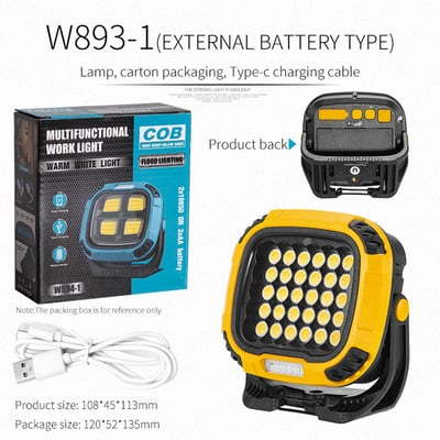 Lampă de camping USB Afișare putere Lampă de urgență magnetică Stand rotativ de 180 de grade cu cârlig Luminozitate ridicată pentru iluminat de drumeții