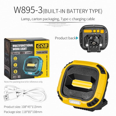 Lampă de camping USB Afișare putere Lampă de urgență magnetică Stand rotativ de 180 de grade cu cârlig Luminozitate ridicată pentru iluminat de drumeții