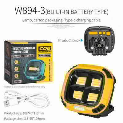 Lampă de camping USB Afișare putere Lampă de urgență magnetică Stand rotativ de 180 de grade cu cârlig Luminozitate ridicată pentru iluminat de drumeții