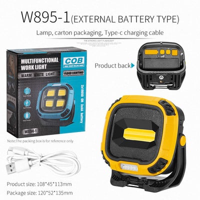 Lampă de camping USB Afișare putere Lampă de urgență magnetică Stand rotativ de 180 de grade cu cârlig Luminozitate ridicată pentru iluminat de drumeții