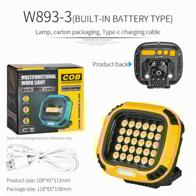 Lampă de camping USB Afișare putere Lampă de urgență magnetică Stand rotativ de 180 de grade cu cârlig Luminozitate ridicată pentru iluminat de drumeții