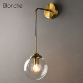 Moderna Ziemeļvalstu stikla sienas lampa Zelta metāla sienas lampa Guļamistabai pie gultas gaismas ķermeņi Vannas istabas LED spogulis gaismas industriālais dekors