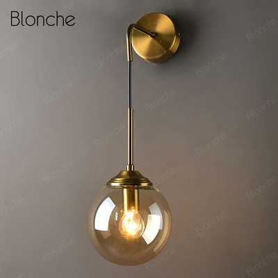 Moderna Ziemeļvalstu stikla sienas lampa Zelta metāla sienas lampa Guļamistabai pie gultas gaismas ķermeņi Vannas istabas LED spogulis gaismas industriālais dekors