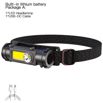 Lampă frontală portabilă cu LED, fară impermeabilă COB, lanternă, reîncărcabilă prin USB 18650, fară de lucru cu lanternă de pescuit cu magnet