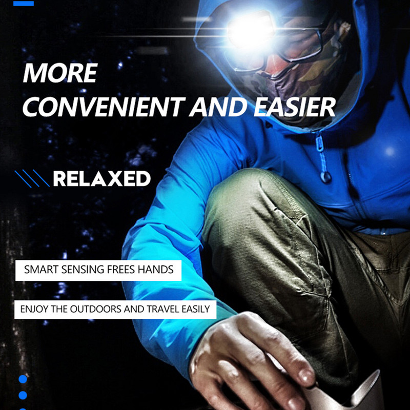 Mini XPE LED-esilaterna korpuse liikumisanduri esilatern USB-laetav esilatern Matkataskulamp peataskulambi välisvalgustus