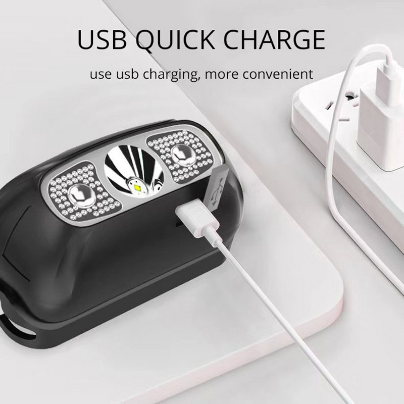 Mini XPE LED-esilaterna korpuse liikumisanduri esilatern USB-laetav esilatern Matkataskulamp peataskulambi välisvalgustus