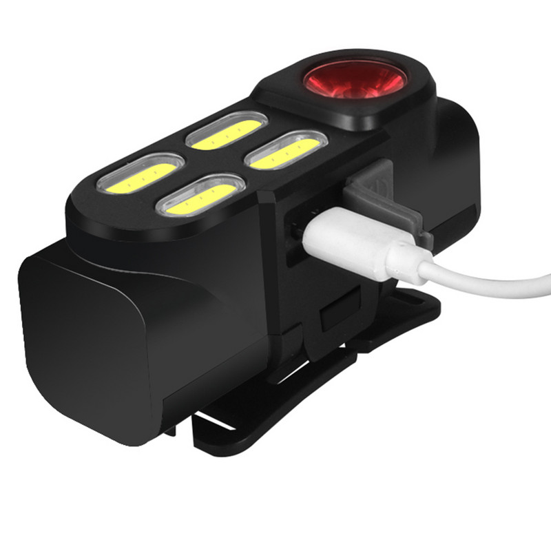 Mini lanternă portabilă cu 4 moduri Lanterna frontală COB Led puternică, alimentată cu baterie 18650, far pentru camping în aer liber, pentru pescuit, drumeții