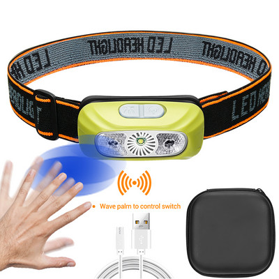 Mini LED hordozható fényszóró USB újratölthető, beépített akkumulátoros indukciós fényszóró horgász kempinglámpa fényszóró