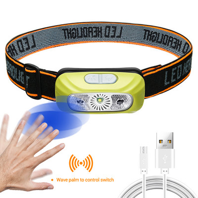 Mini LED hordozható fényszóró USB újratölthető, beépített akkumulátoros indukciós fényszóró horgász kempinglámpa fényszóró