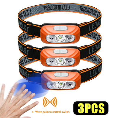 Mini LED hordozható fényszóró USB újratölthető, beépített akkumulátoros indukciós fényszóró horgász kempinglámpa fényszóró