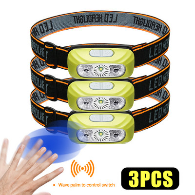 Mini LED hordozható fényszóró USB újratölthető, beépített akkumulátoros indukciós fényszóró horgász kempinglámpa fényszóró