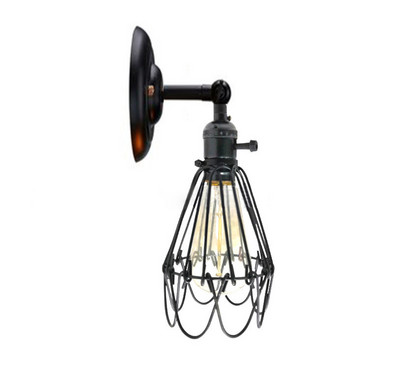 Abajur din fier din sârmă metalică Lampă din cușcă din sârmă metalică Lampă de perete vintage retro Abajur dormitor Lumină romantică pentru salon Corp de iluminat
