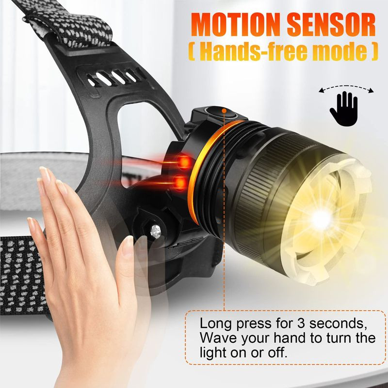 LED fényszóró érzékelő USB újratölthető IR mozgásérzékelő fényszóró első lámpa vezérlés vízálló zseblámpa horgász kemping