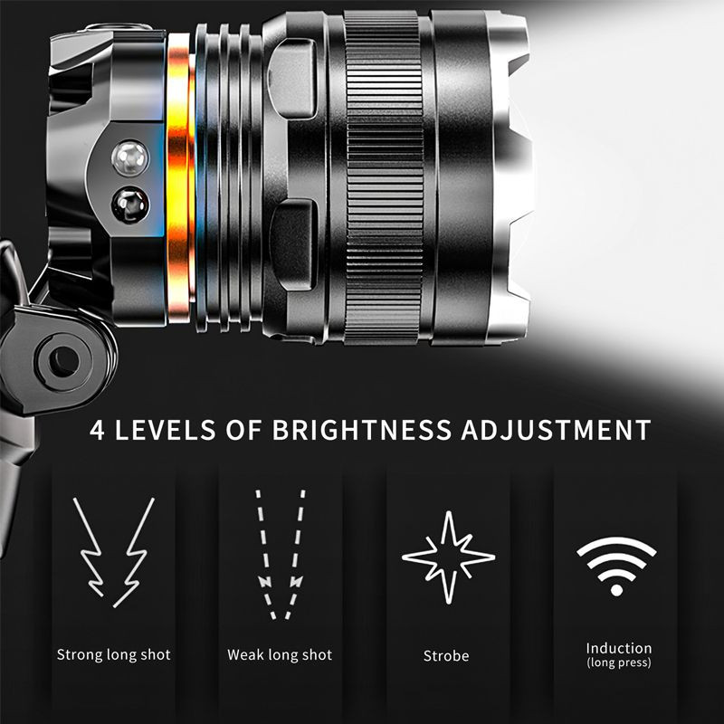 LED fényszóró érzékelő USB újratölthető IR mozgásérzékelő fényszóró első lámpa vezérlés vízálló zseblámpa horgász kemping