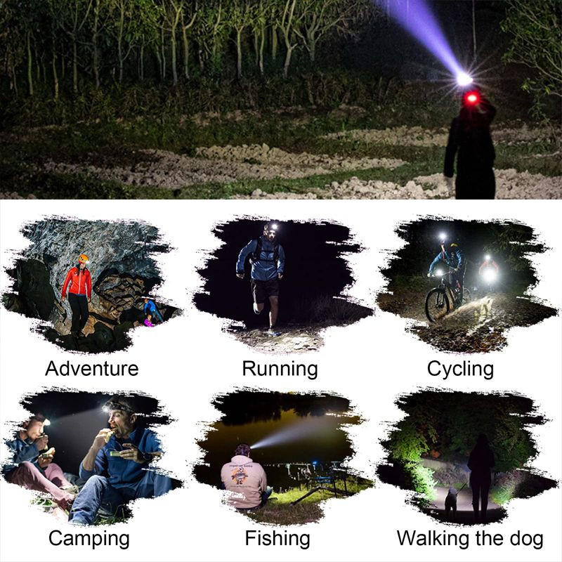 LED fényszóró érzékelő USB újratölthető IR mozgásérzékelő fényszóró első lámpa vezérlés vízálló zseblámpa horgász kemping