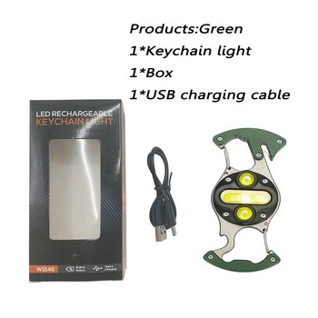 Мини LED осветено малко фенерче Силен преносим ключодържател Светлина Многофункционална магнитна отварачка за бутилки USB акумулаторен фенер