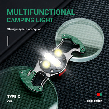 Мини LED осветено малко фенерче Силен преносим ключодържател Светлина Многофункционална магнитна отварачка за бутилки USB акумулаторен фенер