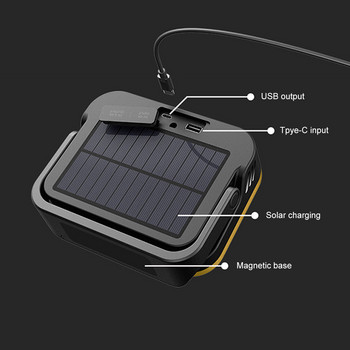 Φορητό Φωτιστικό Κάμπινγκ Solar Spotlight Power Bank Αδιάβροχο Επαναφορτιζόμενο Φακό Έκτακτης Ανάγκης Μαγνητικό led εργασίας Φωτιστικό Σκηνής