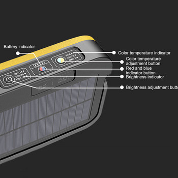 Φορητό Φωτιστικό Κάμπινγκ Solar Spotlight Power Bank Αδιάβροχο Επαναφορτιζόμενο Φακό Έκτακτης Ανάγκης Μαγνητικό led εργασίας Φωτιστικό Σκηνής