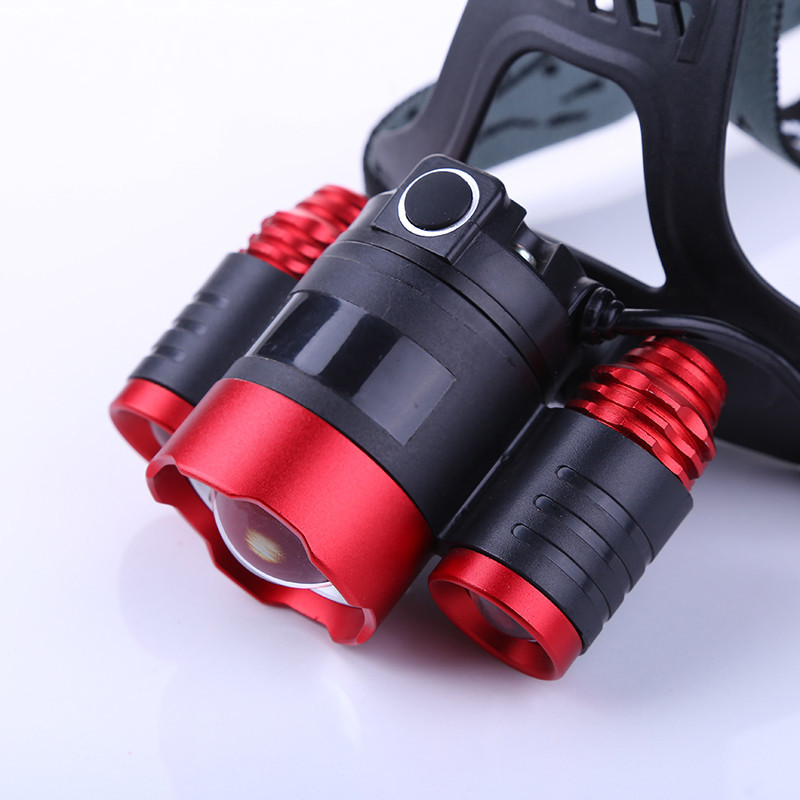 LED priekšējo lukturu priekšējais lukturis 3 LED galvas laterna āra riteņbraukšanas makšķerēšanas gaismai Izmantojiet 2 * 18650 akumulatoru kā dāvanu 15000LM