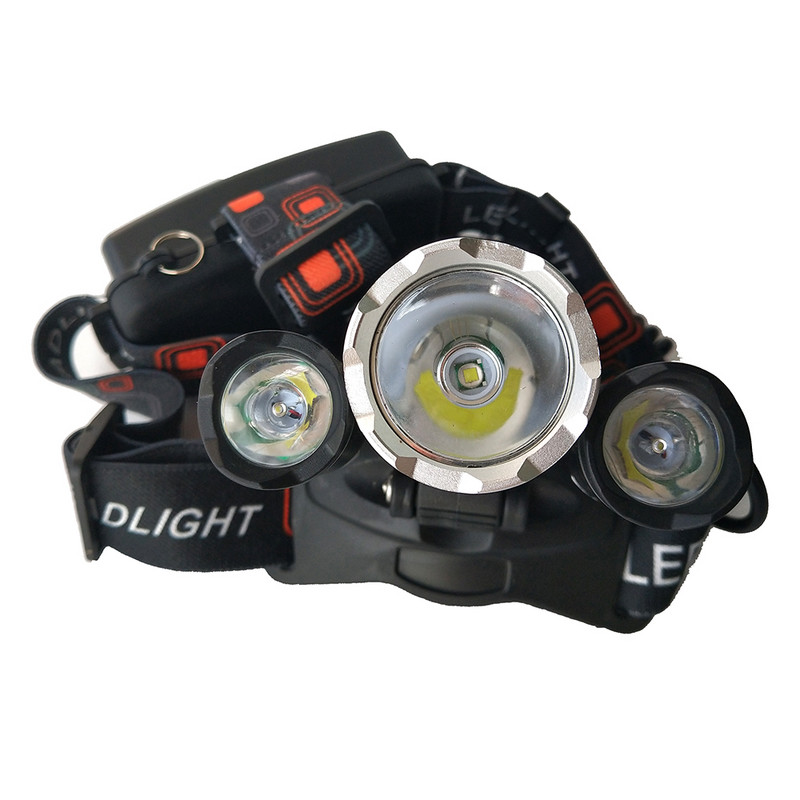 LED priekšējo lukturu priekšējais lukturis 3 LED galvas laterna āra riteņbraukšanas makšķerēšanas gaismai Izmantojiet 2 * 18650 akumulatoru kā dāvanu 15000LM