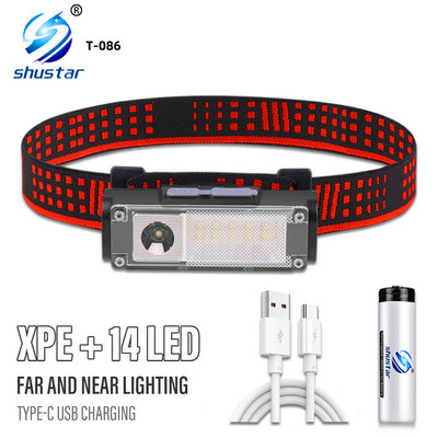 XPE+14*LED риболовен челник Супер ярък LED фар Фенерче за къмпинг Акумулаторна лампа Туризъм Преносимо осветление Светлини