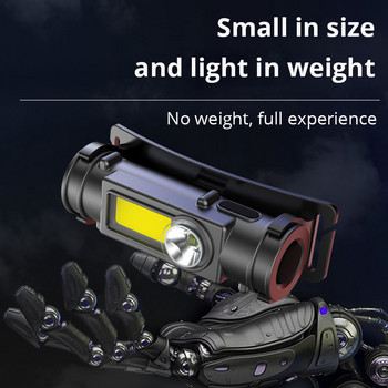 Φορητός μίνι φακός LED XPE+COB Led Προβολέας Ισχυρός ενσωματωμένος 18650 Battery Camping Fishing Headlight φακός με μαγνήτη