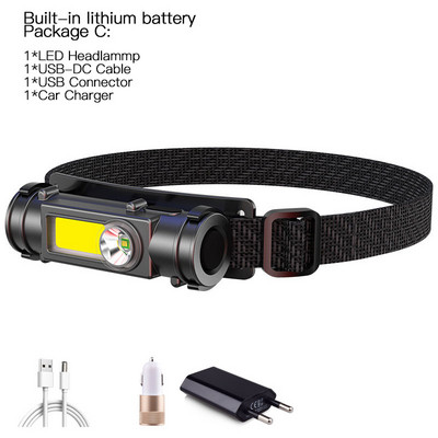 Prijenosna mini LED svjetiljka XPE+COB Led prednja svjetiljka Snažna ugrađena 18650 baterija Prednja svjetiljka za kampiranje i ribolov Baklja s magnetom