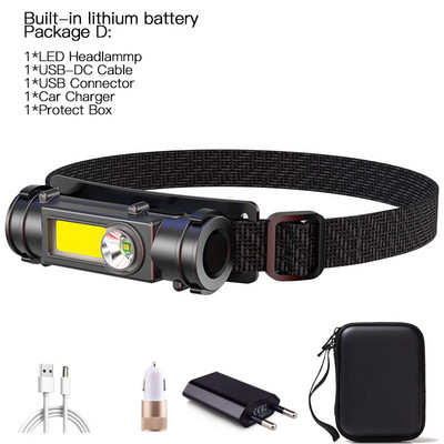 Prijenosna mini LED svjetiljka XPE+COB Led prednja svjetiljka Snažna ugrađena 18650 baterija Prednja svjetiljka za kampiranje i ribolov Baklja s magnetom