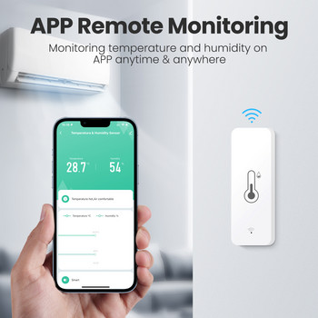 AVATTO Tuya WiFi Сензор за температура и влажност，Вътрешен хигрометър Сензор за температура Измерване на влажност Поддръжка Alexa Google Home
