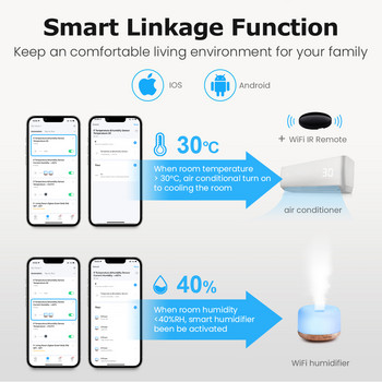 AVATTO Tuya WiFi Сензор за температура и влажност，Вътрешен хигрометър Сензор за температура Измерване на влажност Поддръжка Alexa Google Home