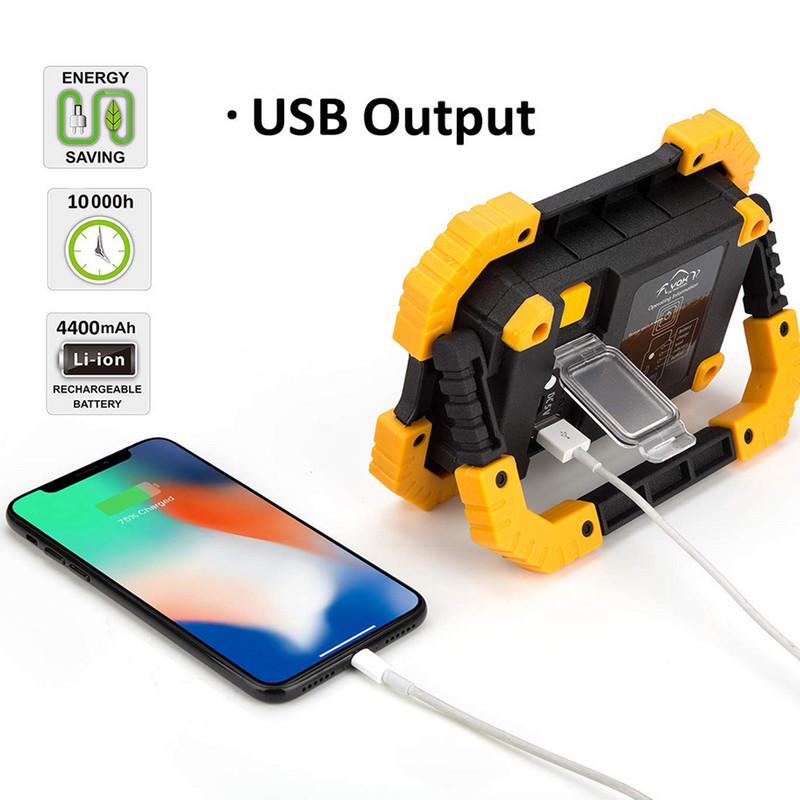 100 W LED darba gaismas lampa, pārnēsājams prožektors, uzlādējams prožektors Latern lukturis ar 18650 /AA akumulators medībām kempingā