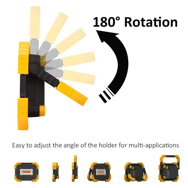 100 W LED darba gaismas lampa, pārnēsājams prožektors, uzlādējams prožektors Latern lukturis ar 18650 /AA akumulators medībām kempingā