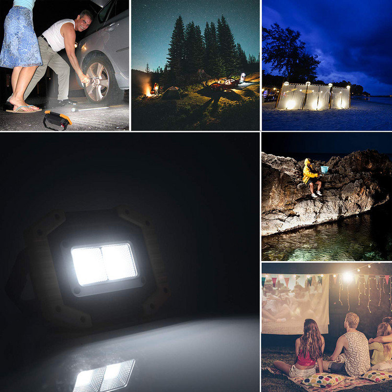 100 W LED darba gaismas lampa, pārnēsājams prožektors, uzlādējams prožektors Latern lukturis ar 18650 /AA akumulators medībām kempingā