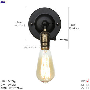 IWHD 4W Edison Ретро стенни лампи за домашно вътрешно осветление Лофт Индустриален LED превключвател за стенни лампи Wandlampen Aplique Luz Pared